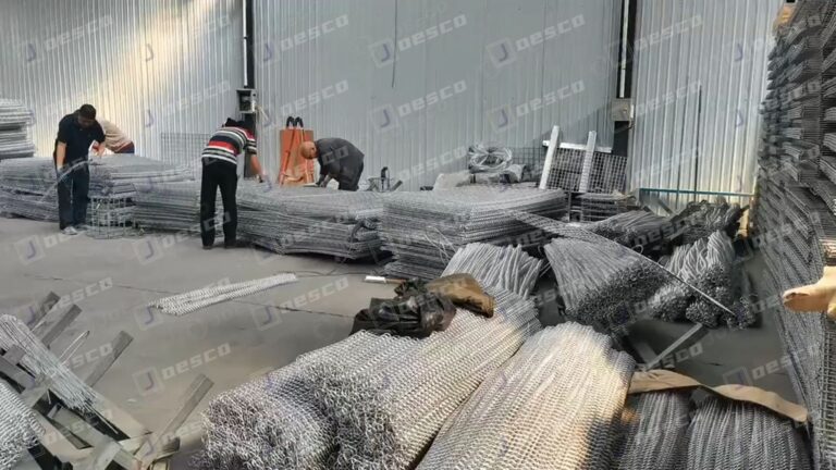 Landscaping gabion mesh assembly about to be loaded for shipment. thumb1